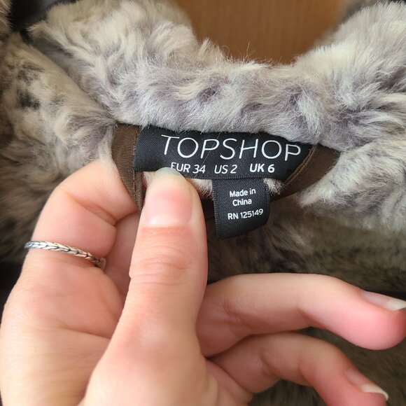 TopShop Jaxson Olive Green Faux Fur Hooded Lined Anorak Peacoat Jacket US Size 2 - Picture 12 of 16